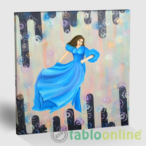 MAVİ ELBİSELİ KIZ  CANVAS TABLO